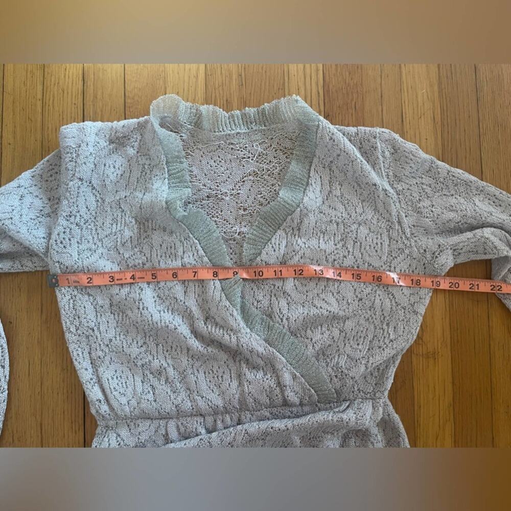 70s Vintage Silver Knit Lurex Faux Wrap Dress - Picture 6 of 6